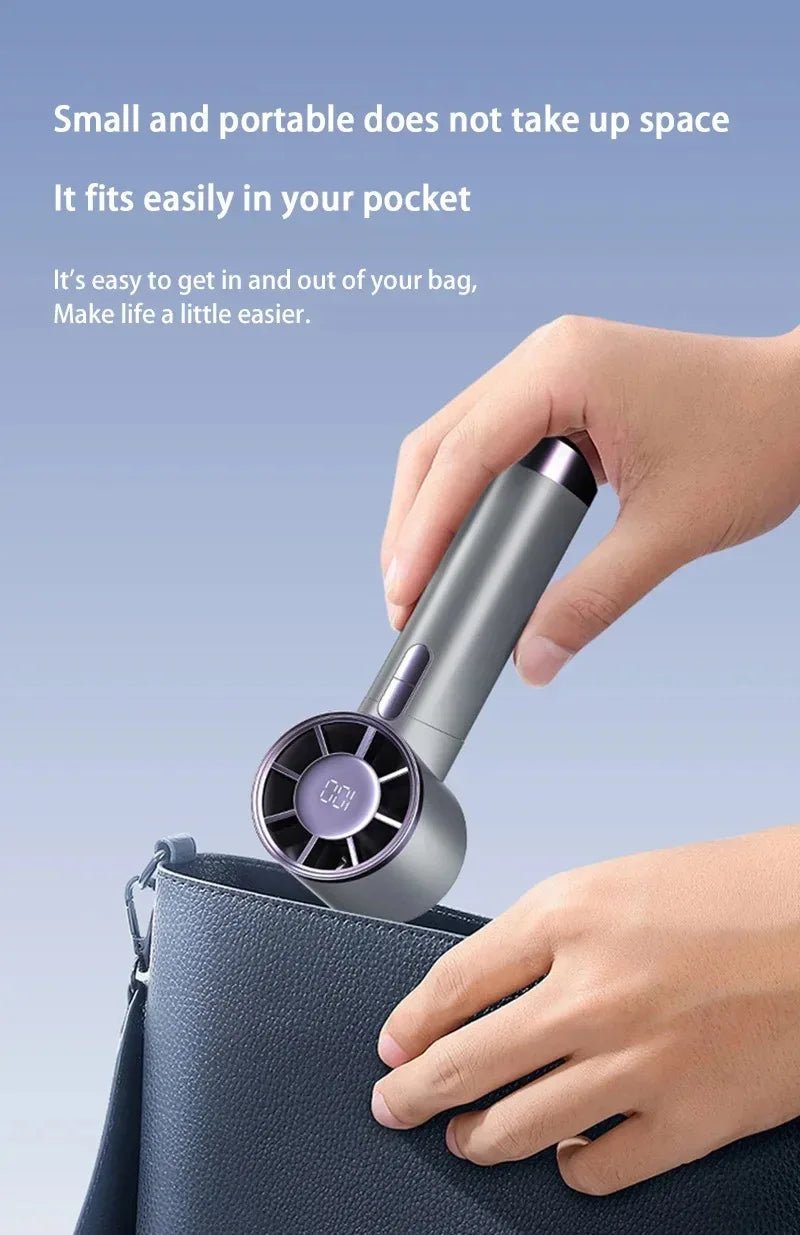 Mini Handheld Fan With Power Display Portable Air Calculating Fan Personal Highspeed Fan Rechargeable Mute Handheld Fan