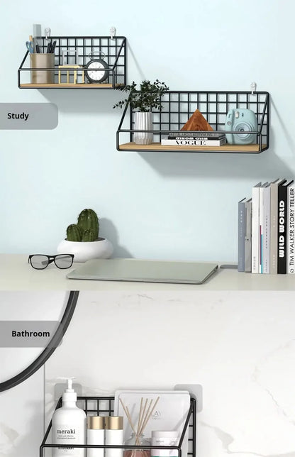 Creative Wall Mounted Shelves, Bedroom Iron Wall Hanging Storage Racks, Storage Baskets, Hanging Shelf, Home Organization