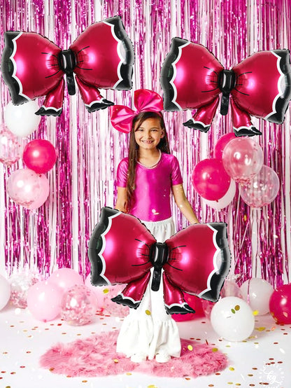 3pcs pink bow shape balloons, baby shower, birthday party, party decoration, anniversary, party decoration
