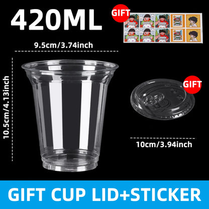 10pcs Plastic Cup With No Straw Mouth Direct Drinking Transparent Disposable Coffee Cup Suitable For Smoothies Cold Drinks Milk