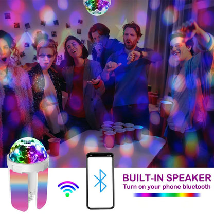 Smart LED Bulb 4-Leaves Lamp Music Bluetooth Audio Folding Remote Control Christmas Projection Starry Light for Party Wedding