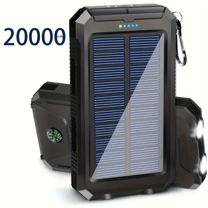 20000mAh Portable Solar Power Bank, Portable Solar Mobile Phone Charger, Camping External Battery Charger for Mobile Phones
