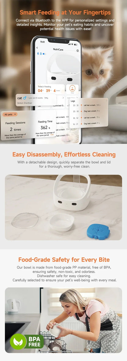 Smart Pet Feeder Sensor Recognition Automatic Cat Feeder With WIFI App Control Accurate Pet Food Dispenser Anti-snatch Feeder