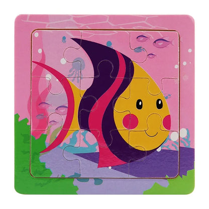 3D Puzzles Cartoon Animals Wooden Montessori Game Kids Cognitive Jigsaw Puzzle Baby Toys Educational Toys for Children Toddler