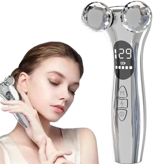4D Roller Facial Massager EMS Face Lift Device V-Face Slimmer Skin Tightening Double Chin Remover Eye Care Vibration Massager
