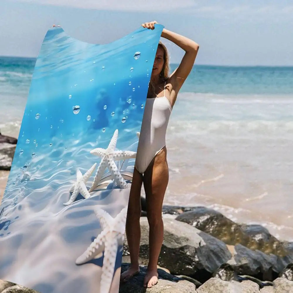 Beach Ocean Wave Anime Beach Swimming Towel Soft Absorbent Washcloth Children's Gifts For Kids Travel Camping Gym