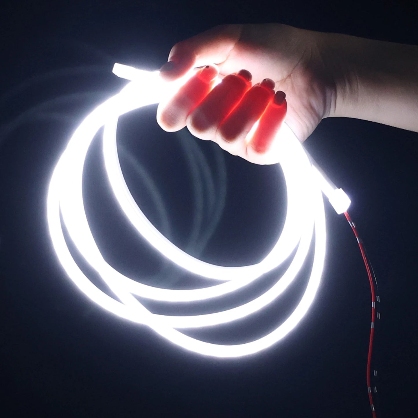 LED Car Trunk Atmosphere Light Strip Silicone Universal Cuttable Auto On Off Mood Lamp White Warm White Interior Decoration Kit