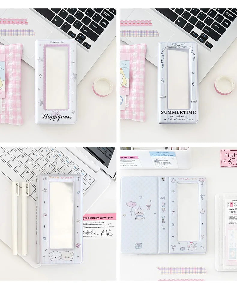 Kawaii Slim Cards Photocard Album 4grid Cards Collect Book Decoration Stickers Storage Stationary