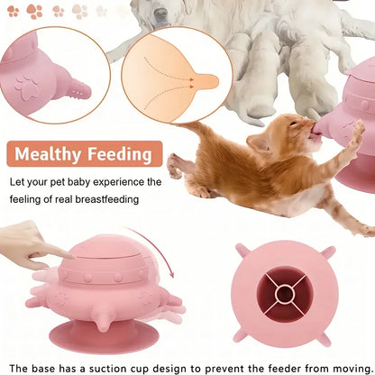 Kitten Puppy Nursing Silicone Milk Sucking Bowl Simulated Bottle Feeding Anti-Choking Anti-Spill Food-Grade Slow Feeder Bowl