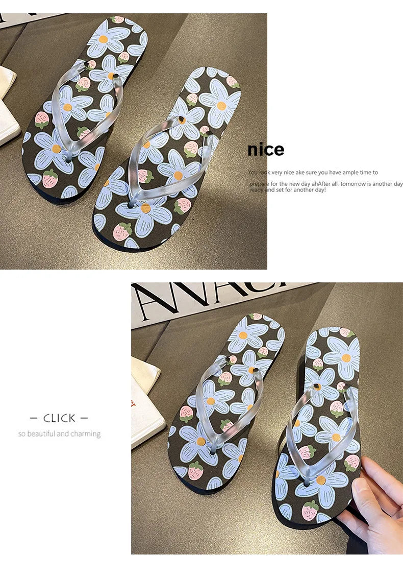 Flip Flops Trendy Summer Outerwear Fashionable Clip On Beach Slippers Anti Slip Couple'S Splint Slippers Leisure Convenience