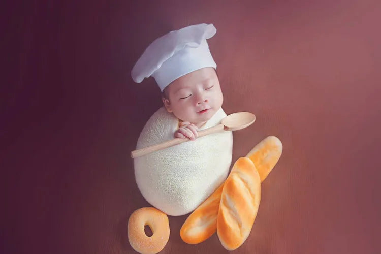 Bebe Hat Newborn Photography Chef Hat Mini Kitchen Utensils And Appliances Suit Infant Theme Photography Accessories