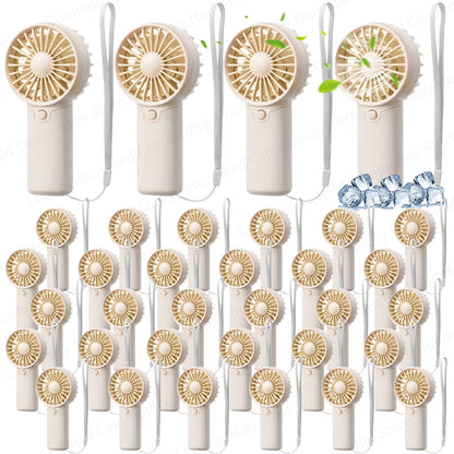 12-120PCS Portable Handheld Fan Bulk Wedding Fans for Guest Mini Handheld Fan Battery Powered Fans with Thank You Cards