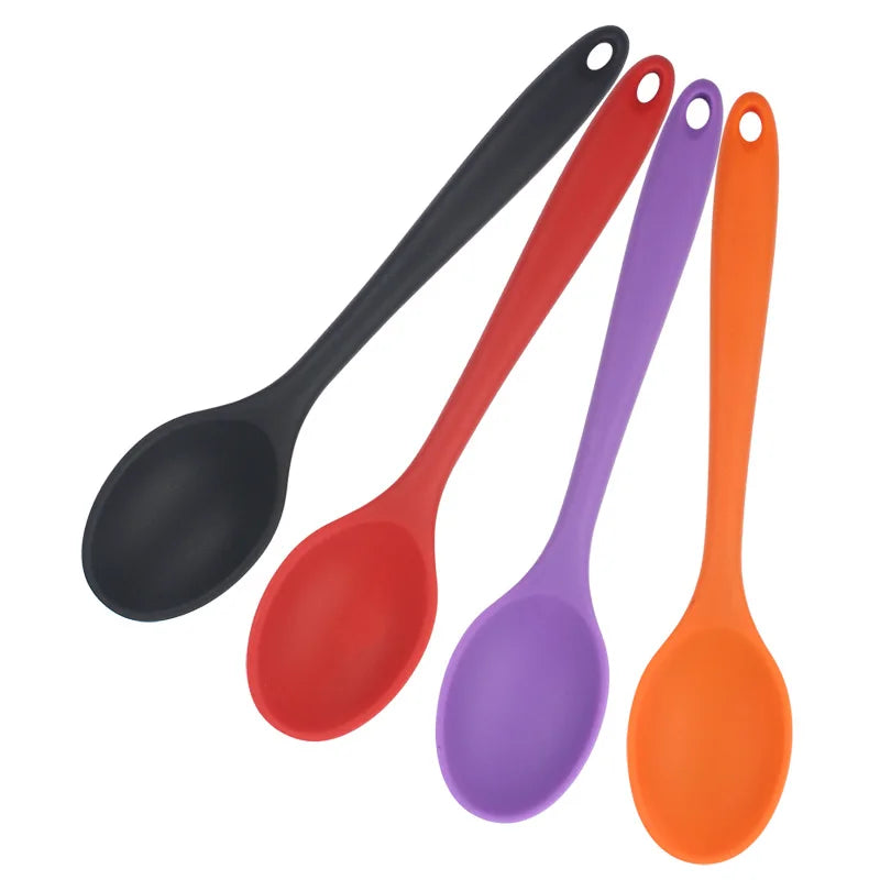 Silicone Spoon Integrated Rice Spoon Multicolor Silica Gel Salad Spoon Cake Baking Spoon Kitchen Cooking Spoon Kitchen Tools