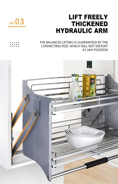 Kitchen Cabinet Wall Cabinet Lifting Pull Baskets Pull-down Kitchen Storage Rack Cabinet Pull Basket Damping Buffer Lift