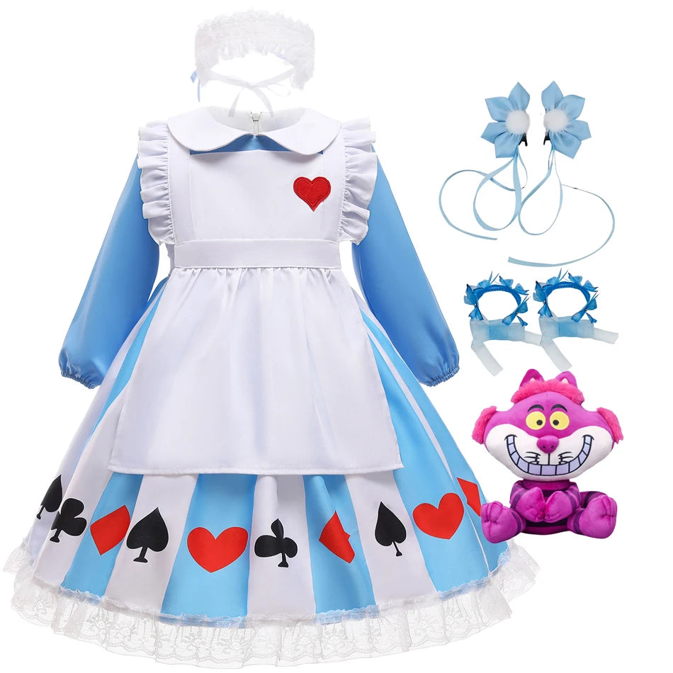 Girl Alice Costume Halloween Maid Lolita Dress Kids Cosplay Servant Family Party Fancy Clothing New Arrival