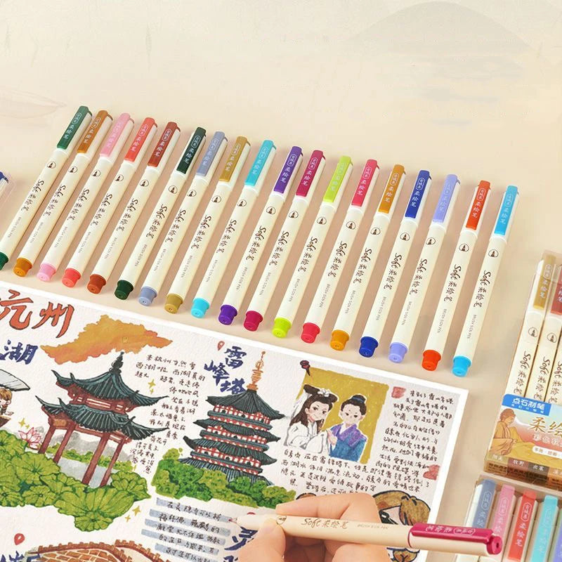 24colors/set Calligraphy Art Marker Pens Brush Pen Art Marker Craft Supplies Art Writing Office School Supplies Stationery