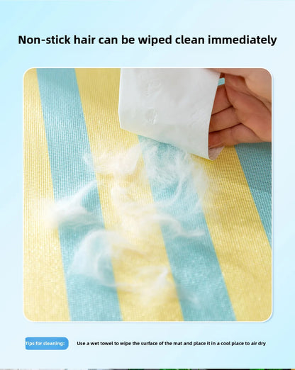 Summer dog cartoon striped ice silk mat, cat cooling mat, cooling cat bed, cooling bed, dog bed, pet bed