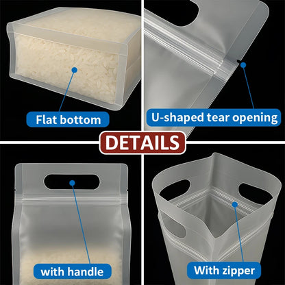 50pcs Reusable Matte Flat Bottom Pouch with Handle and Zipper Food Grade Material Plastic Packaging Bags for Storing Food Snacks