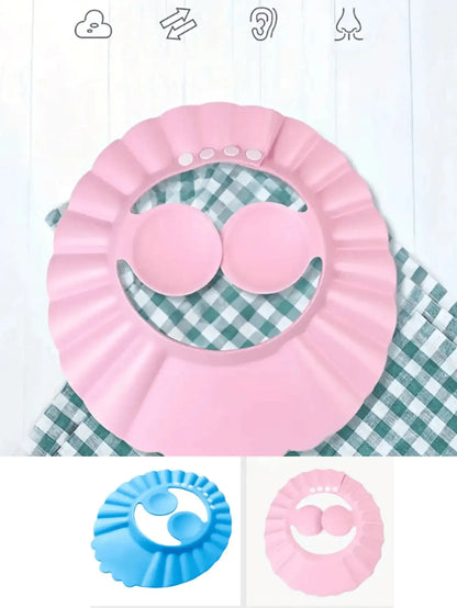 Two baby shampoo caps, one pink, one blue,  to help the baby bathe, bath good helper, two buy together, use one, the other spare