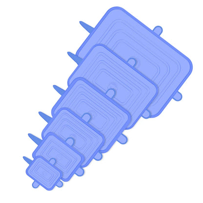 6PCS Square Silicone Stretch Lid Kitchen Tool Accessories Reusable Food Packaging Sealed Lid Keeps Fresh Elastic Bowl Lid