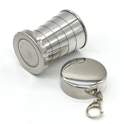 Outdoor Portable Outdoor Camping Portable Metal Stainless Steel Telescopic Cups Folding Cups Drinks Cups.