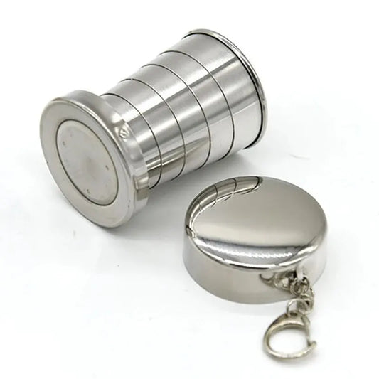 Outdoor Portable Outdoor Camping Portable Metal Stainless Steel Telescopic Cups Folding Cups Drinks Cups.