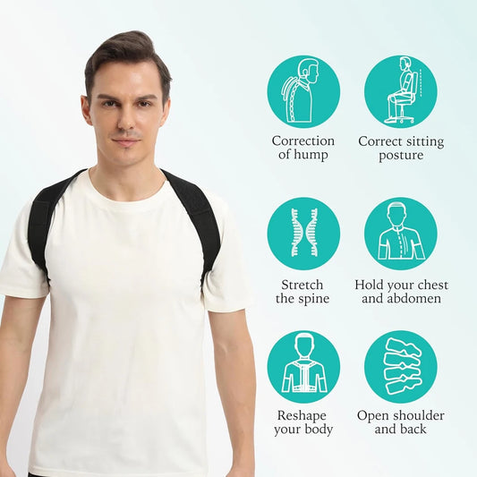 1PCS Back Brace Posture Corrector for Upper & Lower Back Pain Relief - Adjustable, Unisex, Clavicle Support, Improves Posture