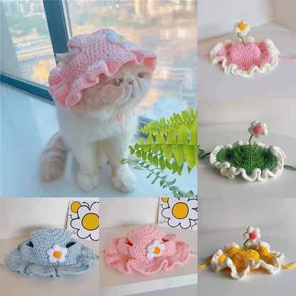 Handmade Pet Hat Pet Party Cosplay Headwear Puppy Kitten Knitted Hat Pet Headgear Decoration Pet Product Funny Pet Accessories