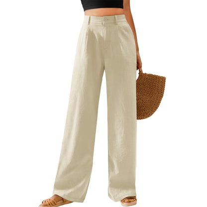 Womens Casual Wide Leg Pants High Waisted Button Down Straight Long Trousers Palazzo Pants Elegant Woman Flared Pants Youthful