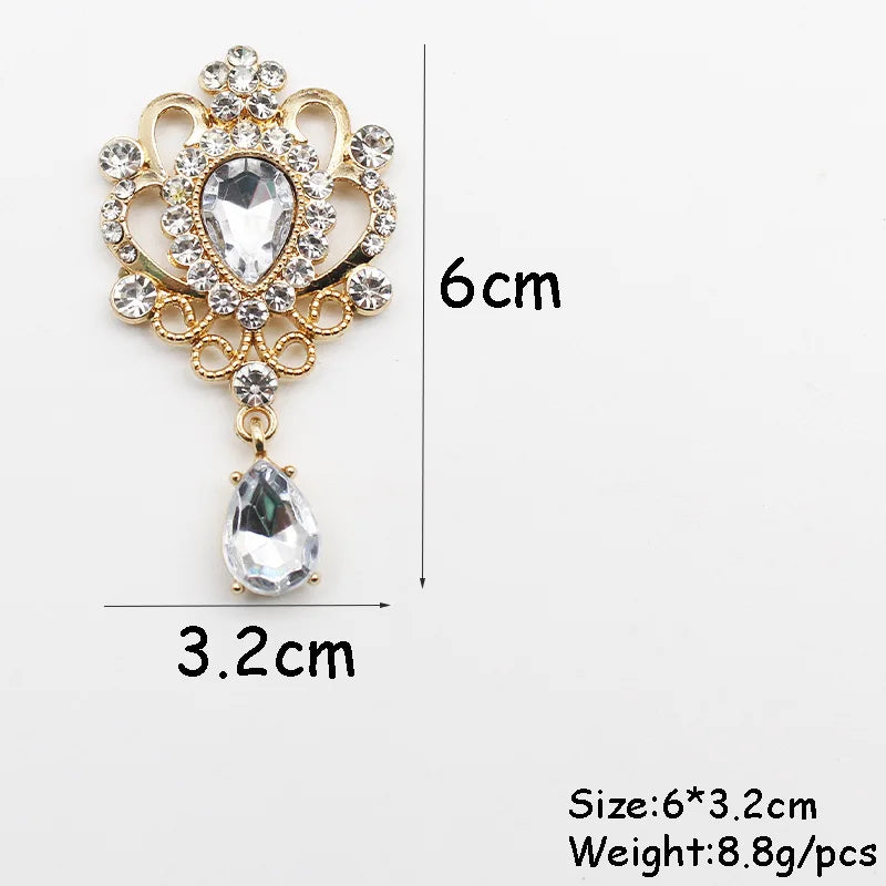 32*60mm Droplet diamond pendant accessories, flat bottom brooch accessories, DIY accessories, headwear accessories 5/10/20PCS