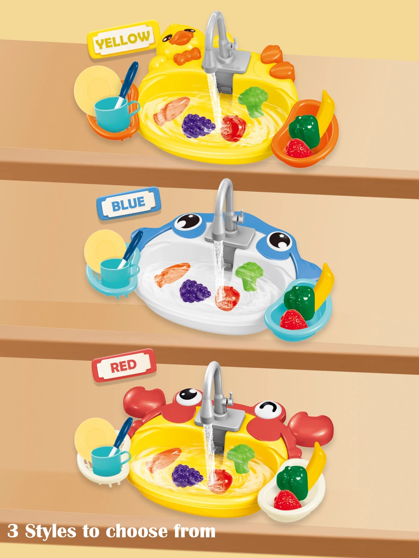 Kitchen Dishwasher Playing Toys, Electric Play Kitchen Sink Simulated Kitchen Accessories Foods Fork Cup Gifts for Boys Girls