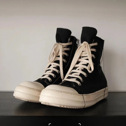 Owens women's sports shoes, men's sports shoes, 2025 spring and autumn lace-up flat casual shoes thick sole high top sports shoe