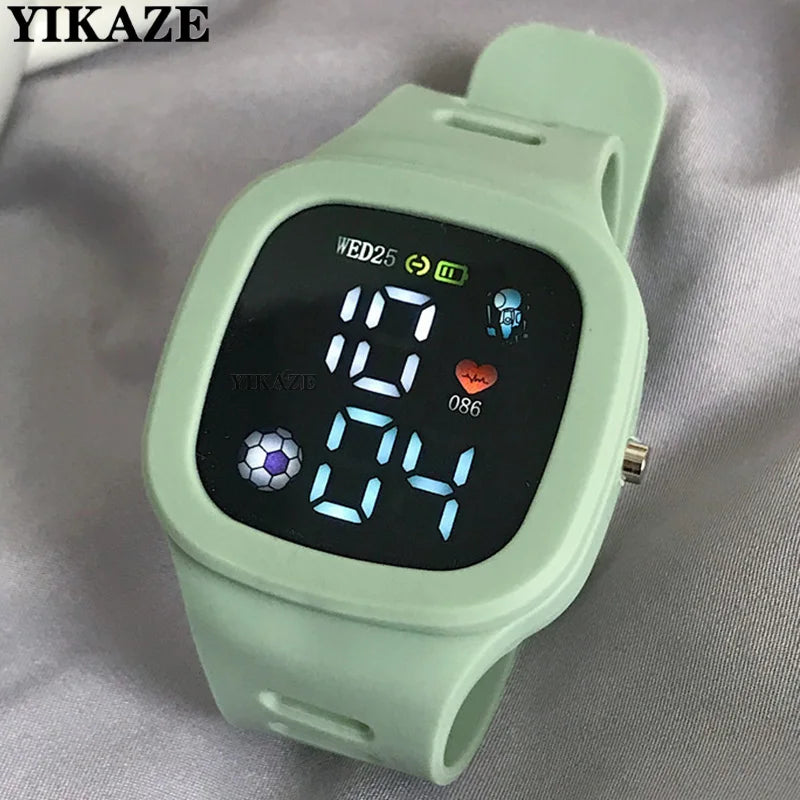 Sports Electronic Watch for Kids Children LED Digital Watch Big Dial Silicone Football Sports Watch Boys Girls Student Clock