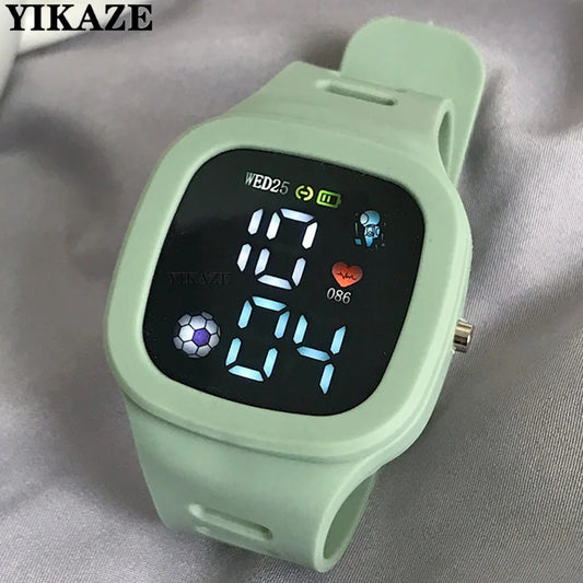 Sports Electronic Watch for Kids Children LED Digital Watch Big Dial Silicone Football Sports Watch Boys Girls Student Clock