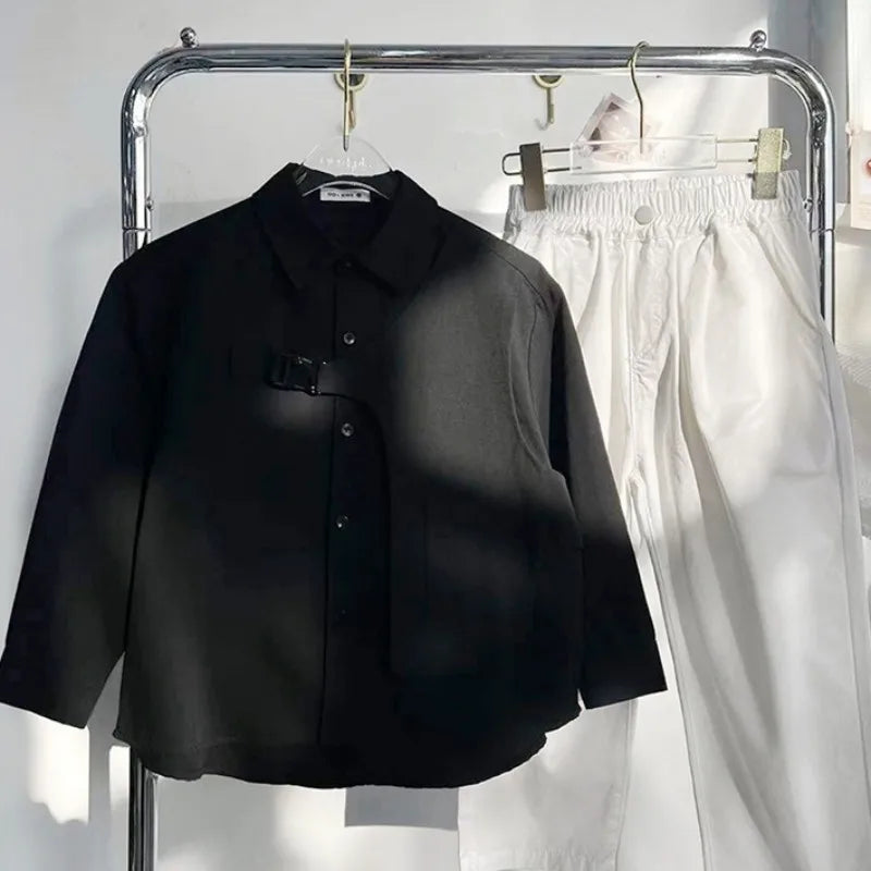 Boys Baby's Kids Blouse Jacket Outwear 2023 Black Spring Autumn Shirts Cotton Gift Plus Size Children's Clothing