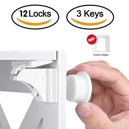 4pcs Babyproof Magnetic Cabinet Locks - Keep Your Little Ones Safe With Adhesive Easy Installation & Key Holders