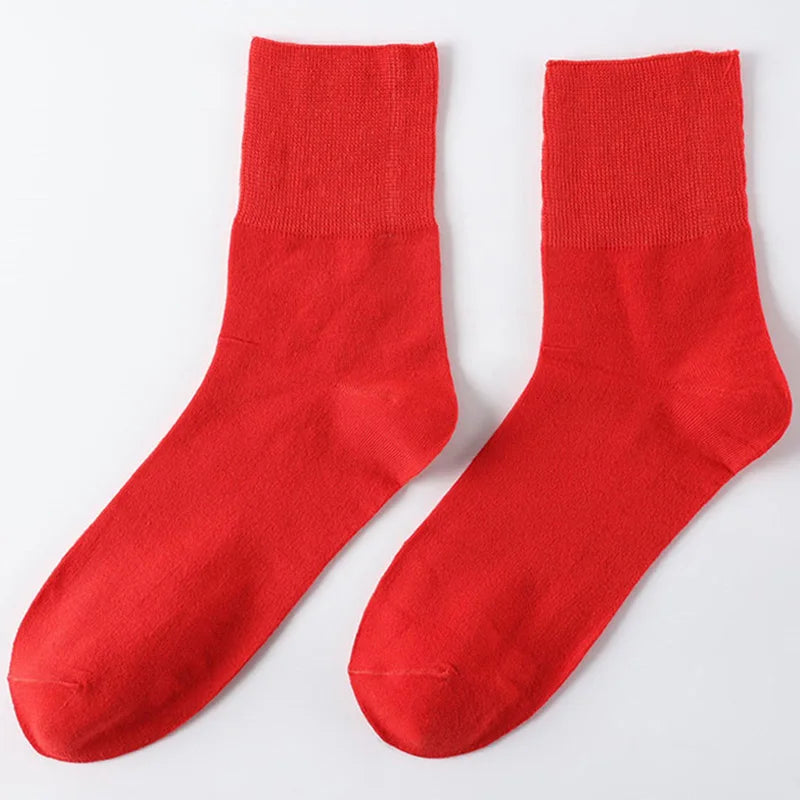 Women's 5 Pairs Quality Cotton Diabetic Middle Socks Comfortable Loose Mouth  Plus Size48,49,50 Older Men's Diabetic Socks Meias