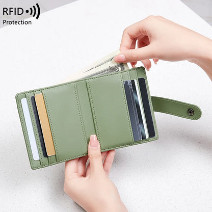 RFID Anti-blocking Wallet for Women, Multi-Card, Credit Card Bag, Lightweight and Simple, Short Buckle, Small, Fashion Wallet