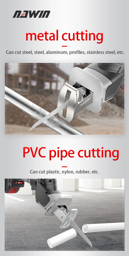 NANWEI Cordless Reciprocating Saw Adjustable Speed Electric Saw Saber Saw Portable for Wood Metal Cutting Saw