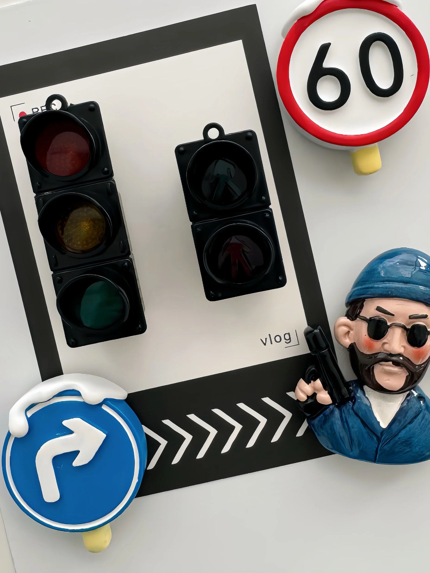 INS Glowing Magnetic Fridge Stickers Light Traffic Light Luminous Light Box Creative Refrigerator Sticker Magnets Home Decor