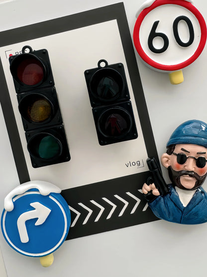 INS Glowing Magnetic Fridge Stickers Light Traffic Light Luminous Light Box Creative Refrigerator Sticker Magnets Home Decor