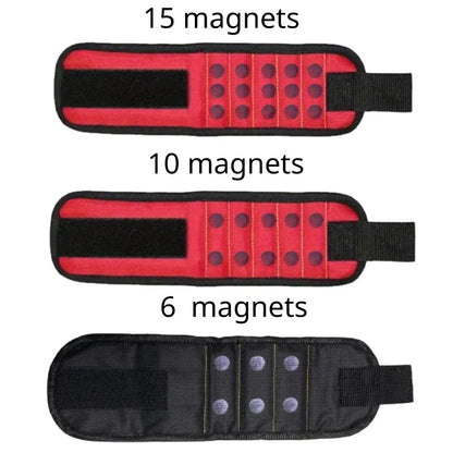 Magnetic Tool Wristband with Magnets Adjustable Workband for Holding Screws Nails Drill Bits Construction Mechanics DIY Repair