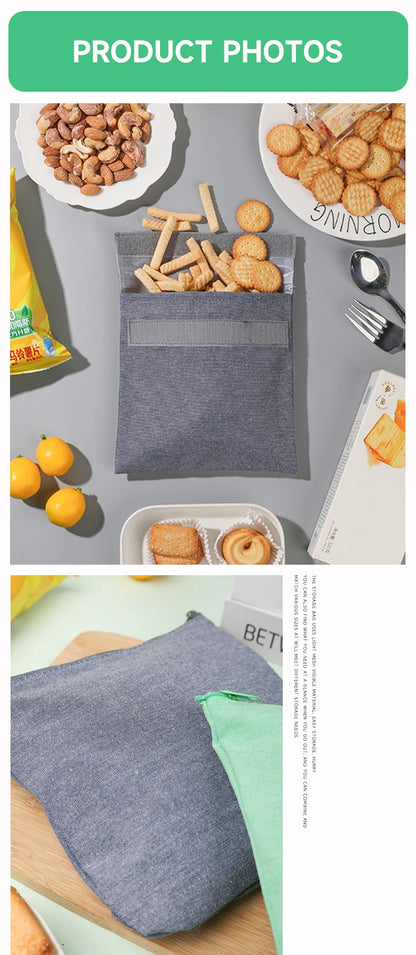 Reusable Sandwich Storage Bag TPU Lining Velcro Snack Bags for Kids Washable Waterproof Food-Safe Reusable Snacks Bags