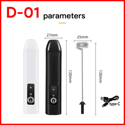 Wireless Milk Frother Electric Type-C Handheld Blender Stainless Steel Mini Coffee Maker Whisk Mixer For Coffee Cappuccino Cream
