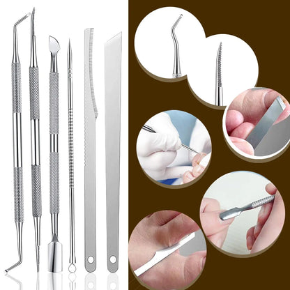 6pcs Stainless Steel Manicure Pedicure Knife To Remove Dead Skin Calluses Thick Hard Nail Clippers Acne Needle Pick Tool Set