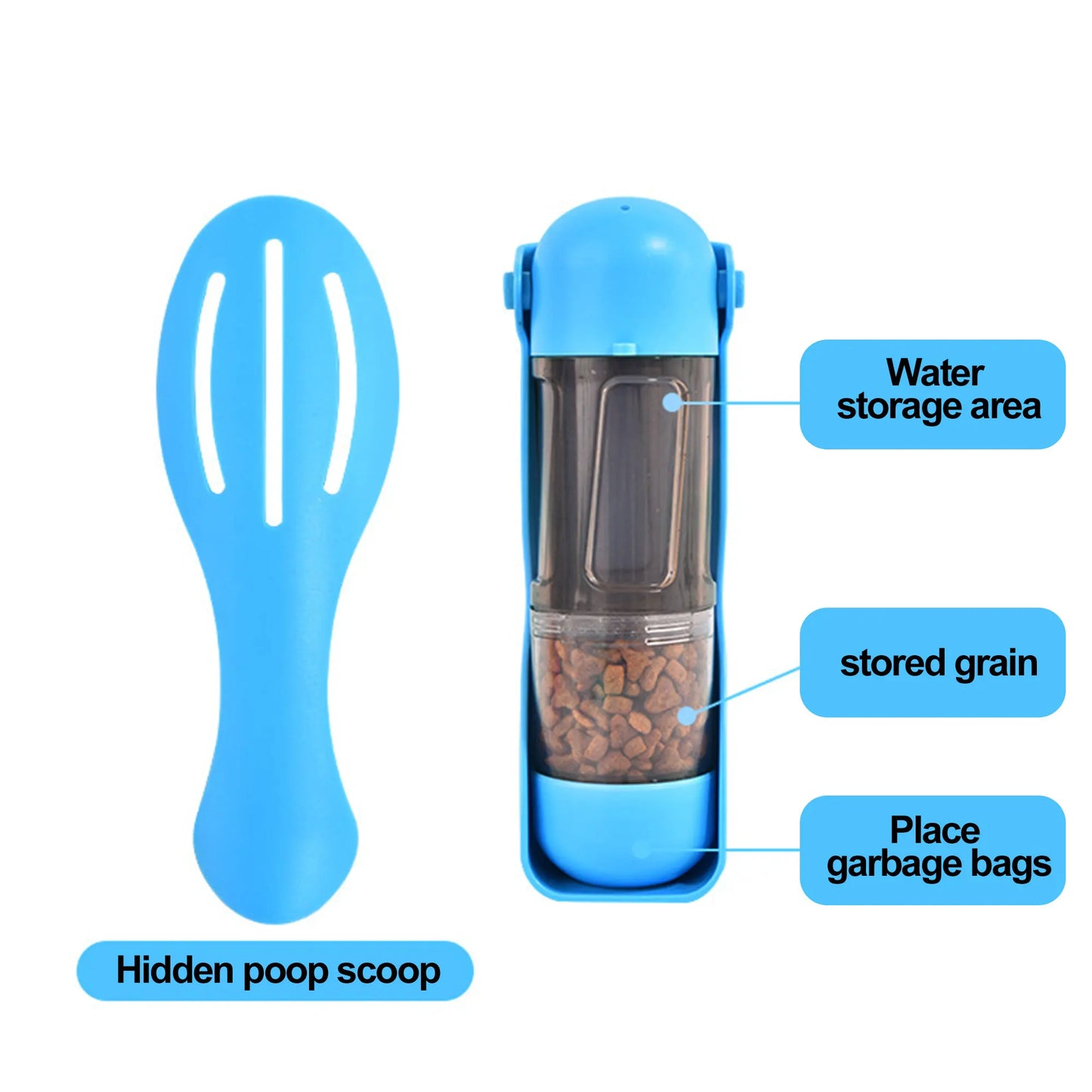 Collapsible Portable Dog Travel Water Bottle Bowl Dispenser with Food Container Waste Bag for Dogs Walking Traveling