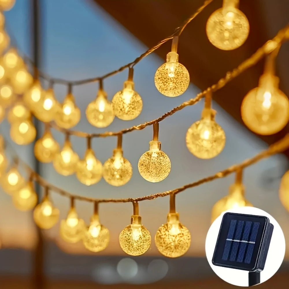 Solar Light String 200LED/100LED/20LED Solar Crystal Light String for Garden, Courtyard, Christmas Festival and Party Decoration