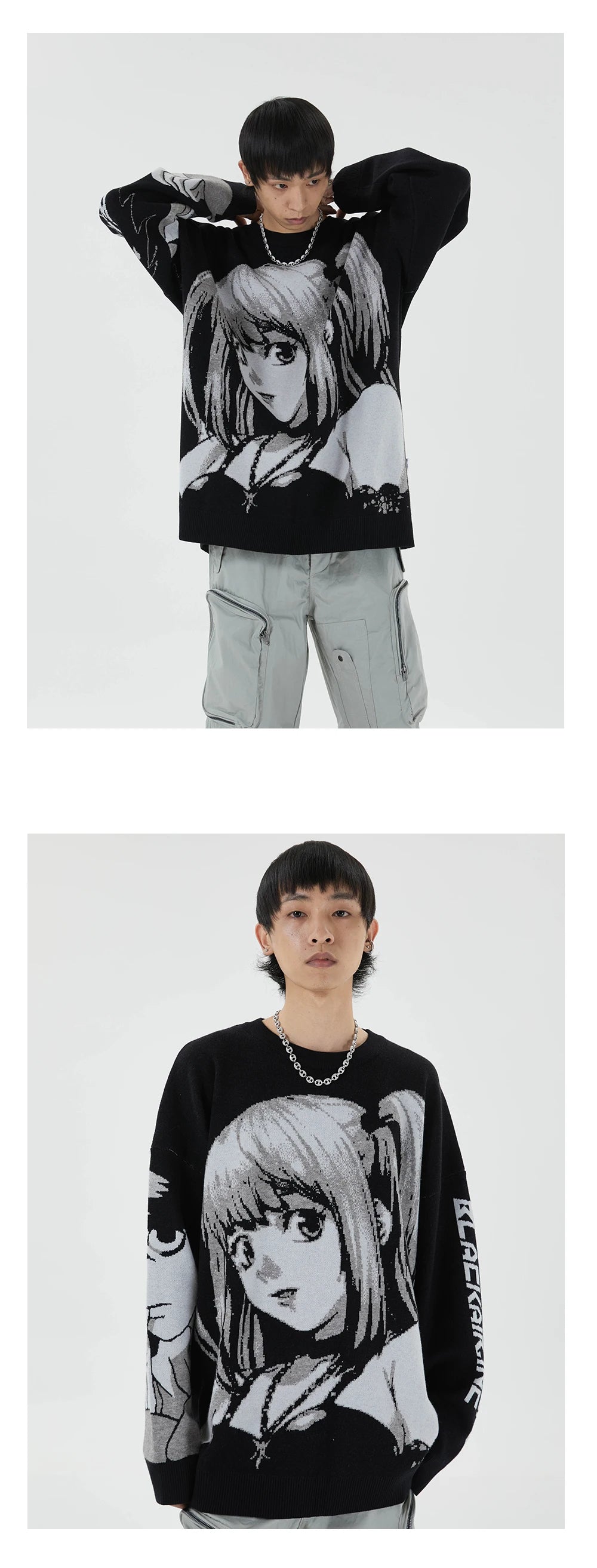 2000s Vintage Knitted Harajuku Kawaii Winter Clothes Women Oversized Sweaters Gothic Long Sleeve Tops Goth Y2k Streetwear Men