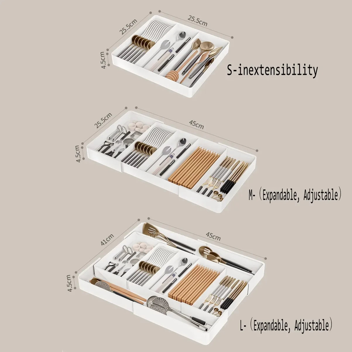 Drawer Organizer, Cutlery Tray for Kitchen Drawer, Expandable Utensil with Compartment, Spoons Forks Knives Cutlery Holder