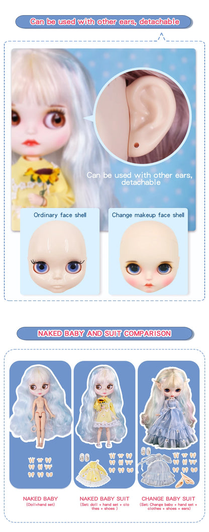 ICY DBS Blyth Doll Combo Clothes Shoes Hand Set Included Children Toy Gift 1/6 BJD Ob24 Anime Girl Azone M